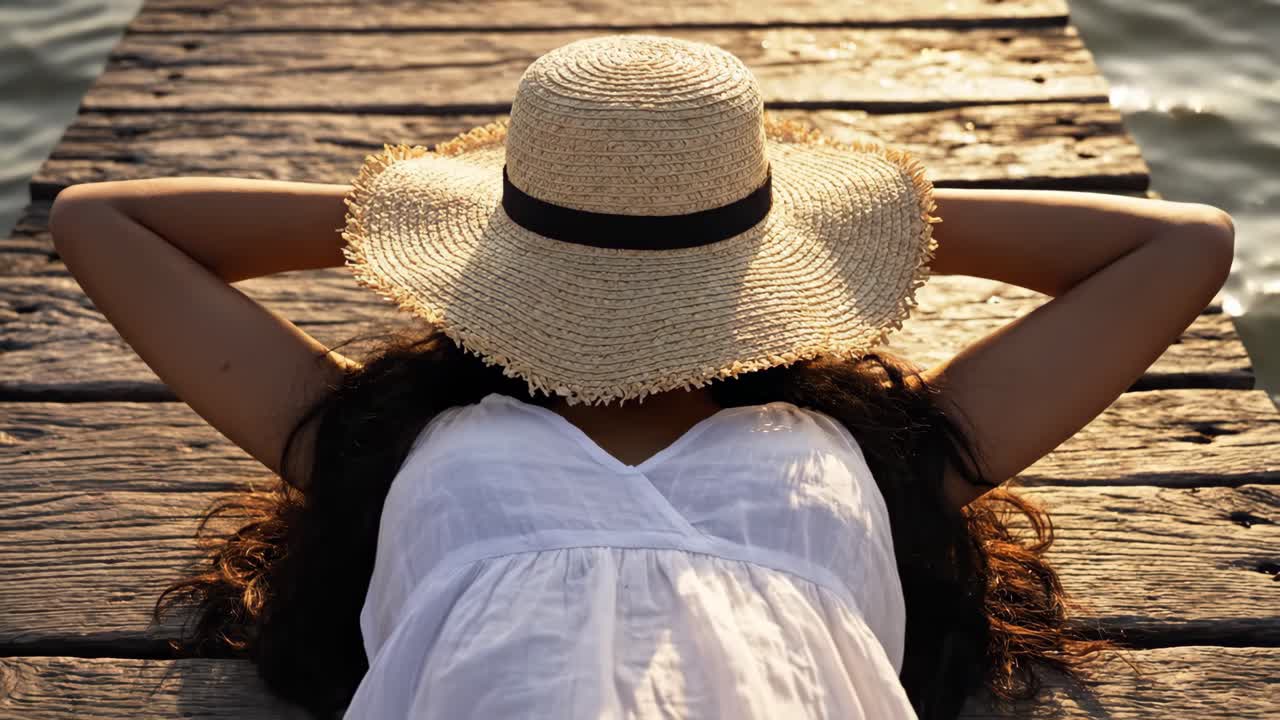 Woman relaxing on a pier