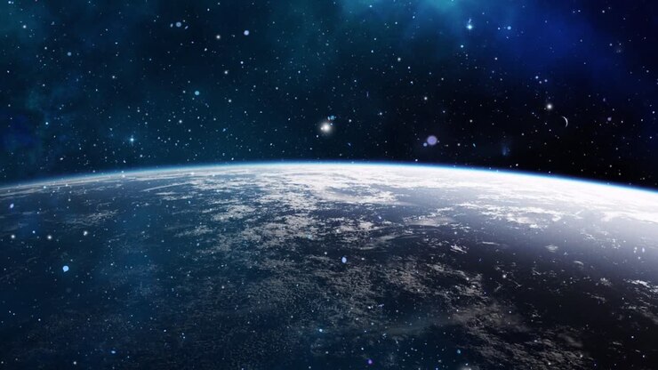 4k la superficie del pianeta terra sullo sfondo scuro nello spazio