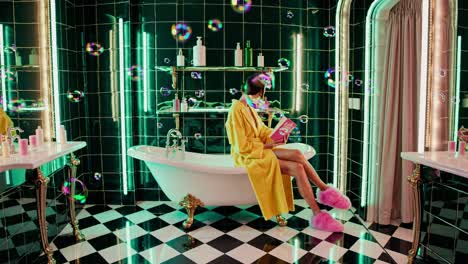 woman relaxing in a luxurious bathroom