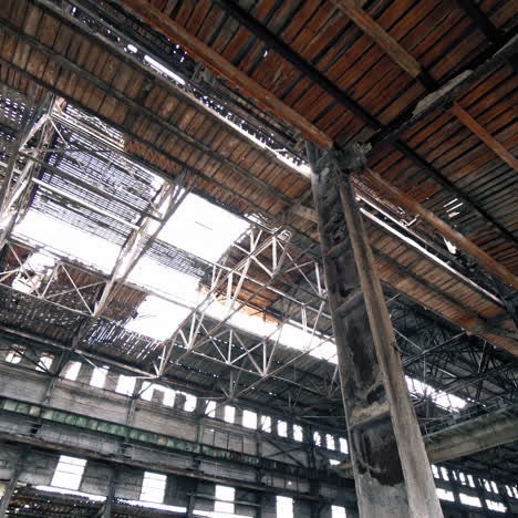ruined and abandoned creepy industrial factory. old industrial building for demolition.