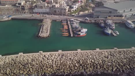 aerial shot of the old port of jaffa, israel