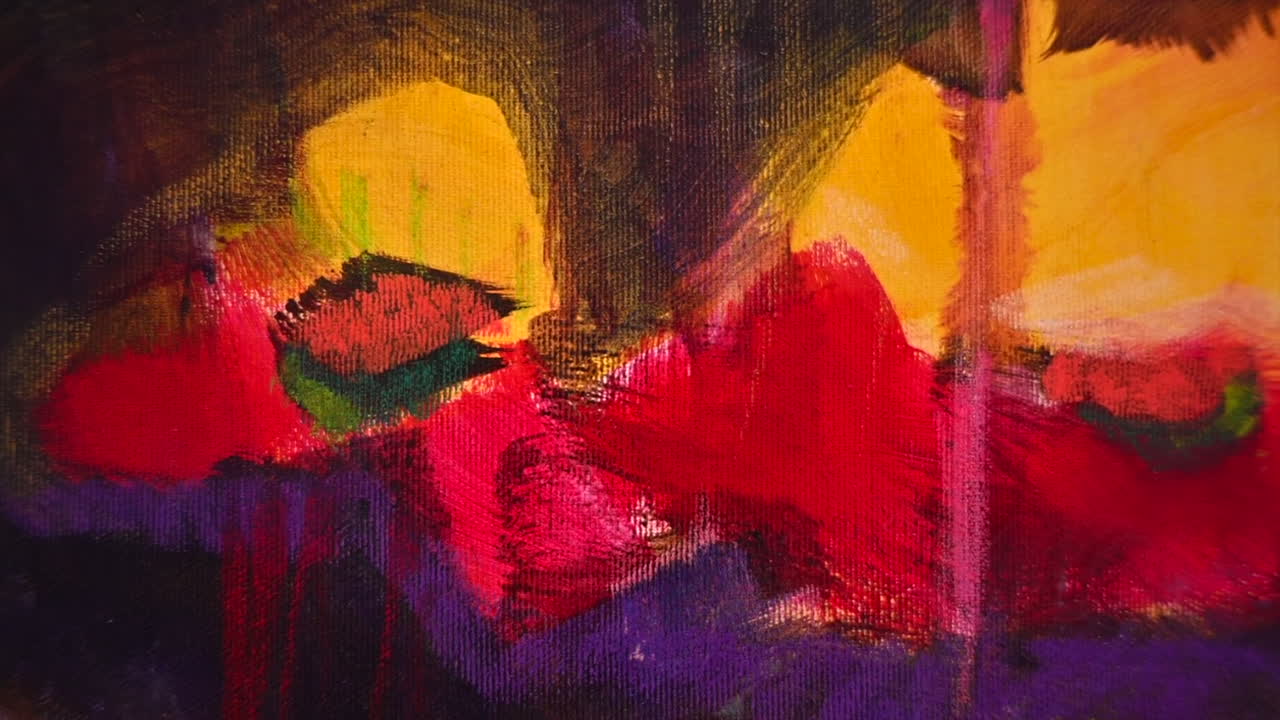 View of an abstract multicoloured painting