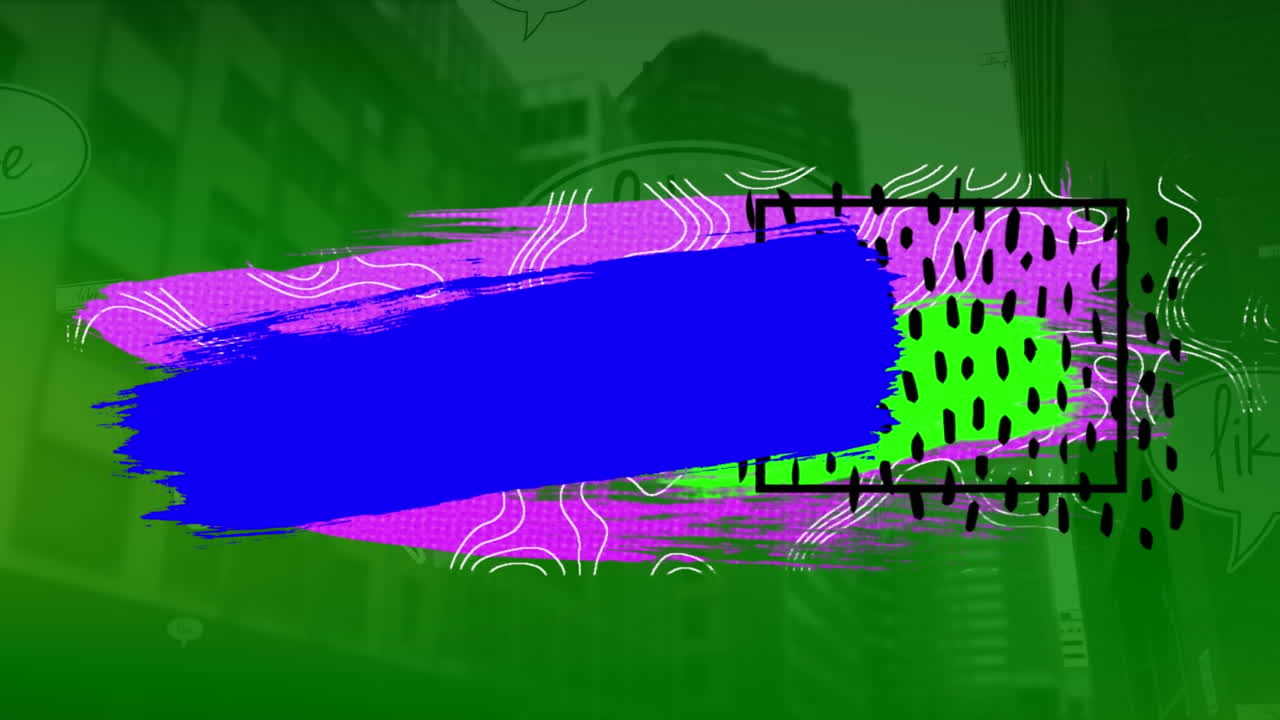 animación de formas abstractas coloridas y similares sobre edificios