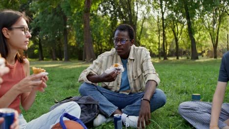 friends having picnic in park