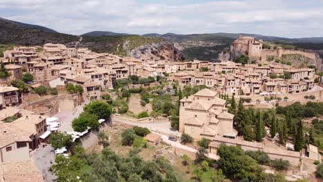 alquezar in huesca, aragon, spain – aerial drone view of the most beautiful village in spain