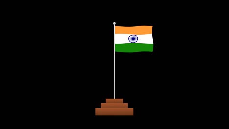 seamless waving indian flag isolated on black screen. concept for indian government holidays and video editing.