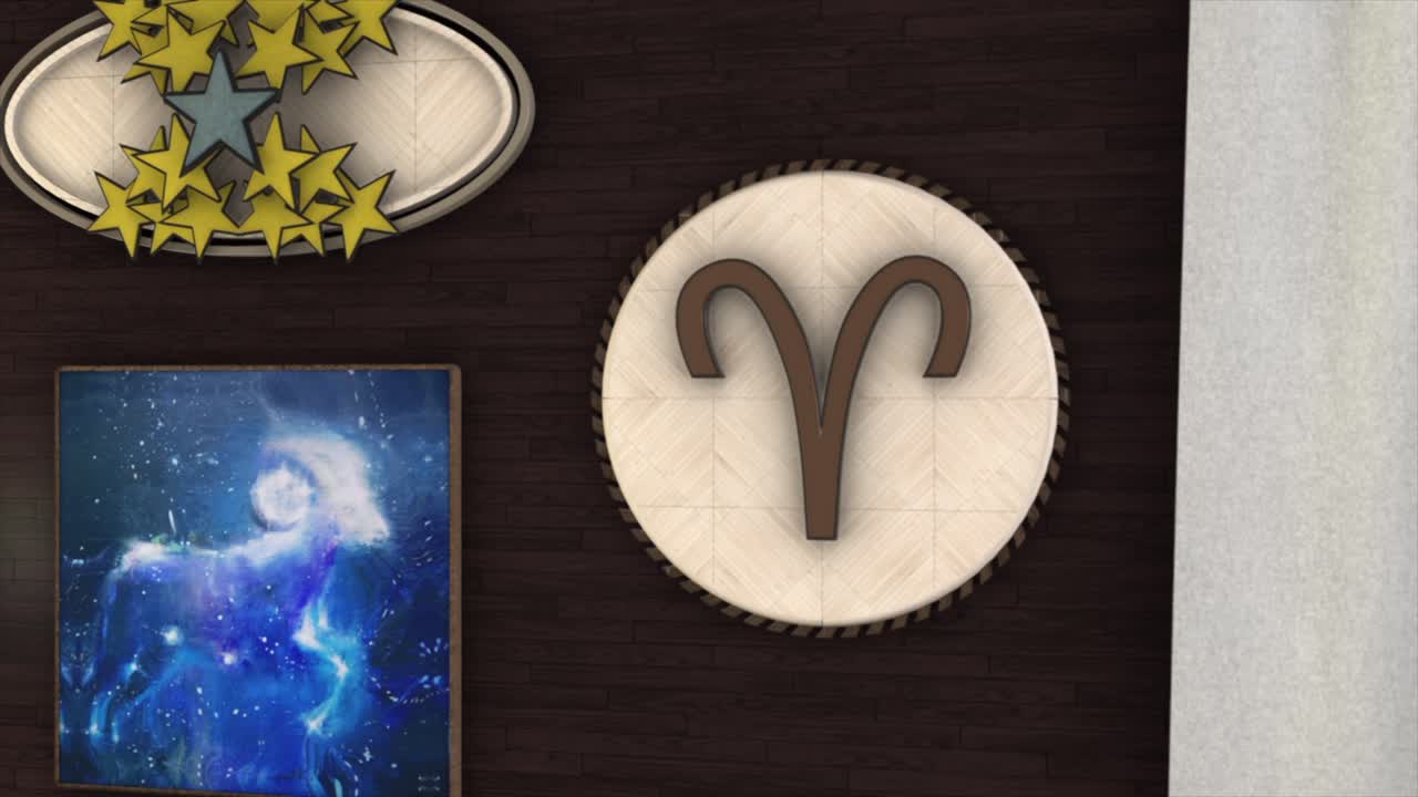 아리에스 조디악 기호와 별이 있는 밤 그림