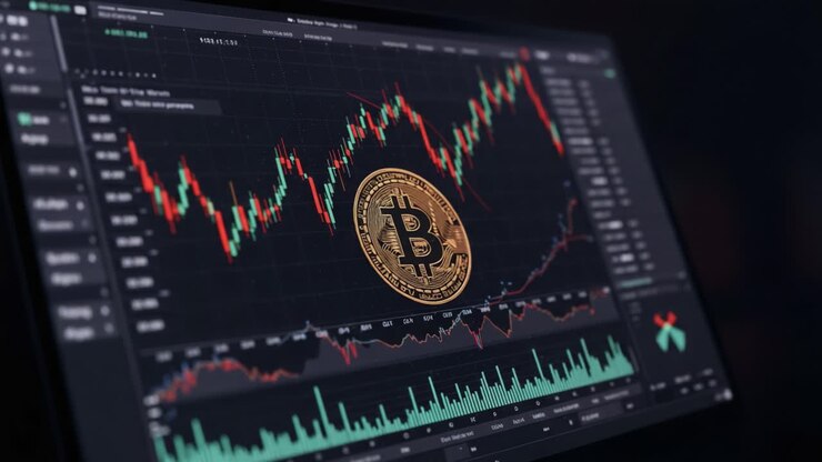 Analisi delle tendenze delle criptovalute: uno sguardo al movimento dei prezzi dei Bitcoin e alle dinamiche di mercato su un'interfaccia di trading
