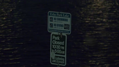 echo park lake signage - establishing shot