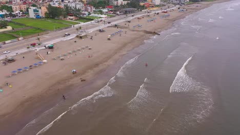 Aerial-over-lonely-deserted-beach-covid-pandemic-social-distance-day