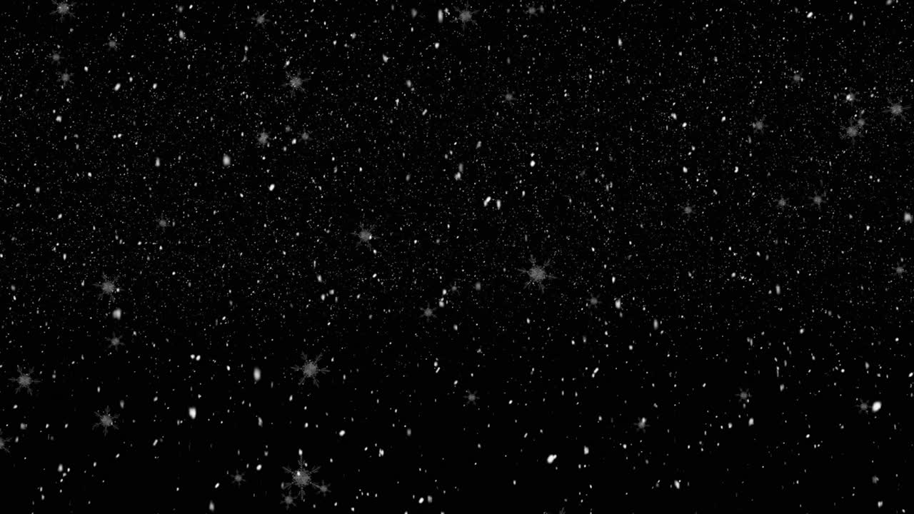 Digital animation of snow falling against black background