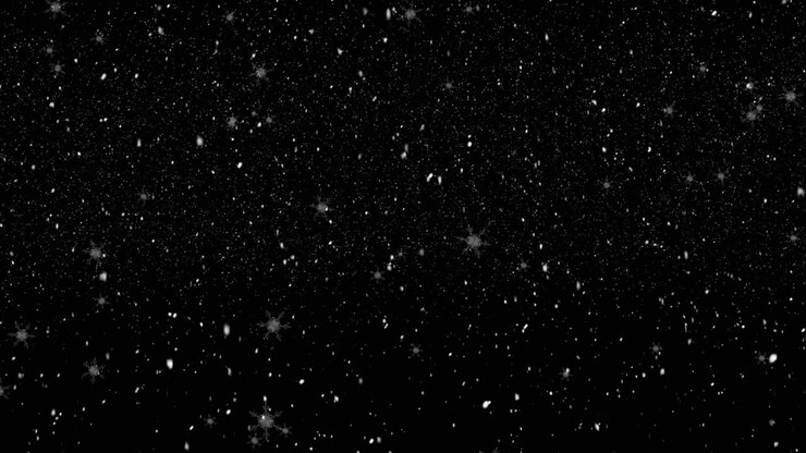 Digital animation of snow falling against black background