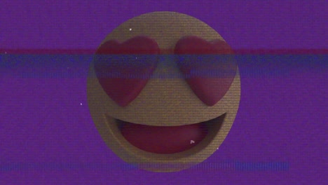 animación de iconos emoji de corazones sobre la pantalla con ruido