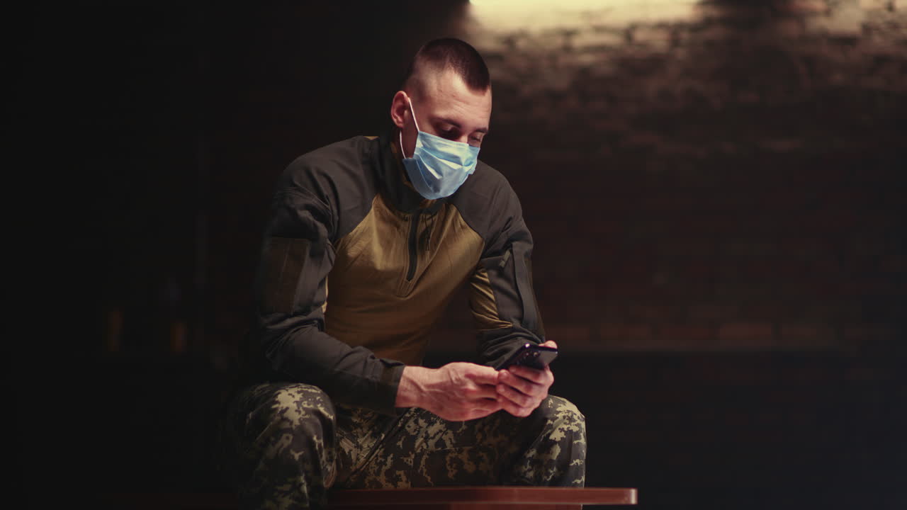 Military Personnel Using Smartphone