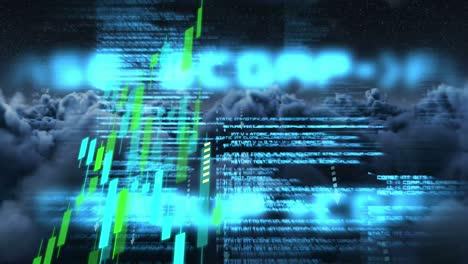 Animation of data processing over clouds