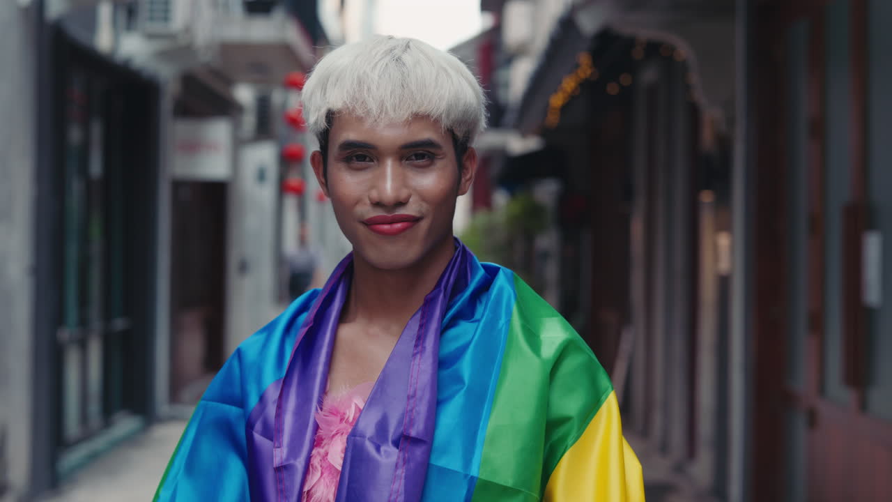 Proud Individual with Rainbow Flag
