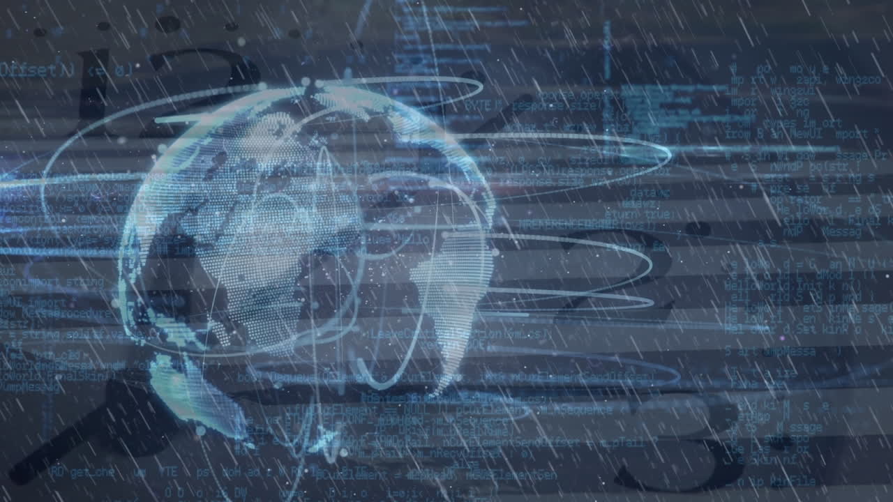 Animation of data processing and globe over road