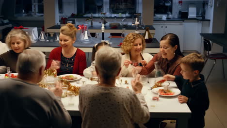 Family Celebrates Christmas Dinner in Laboratory