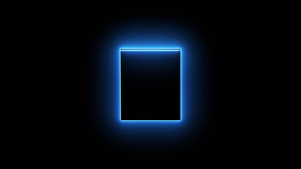 Neon Rectangle on Black Background