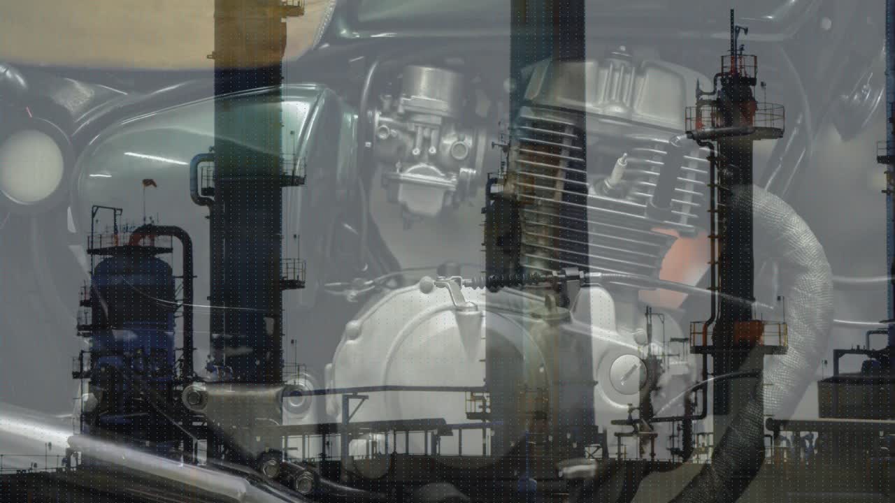 Animation of refinery over car engine