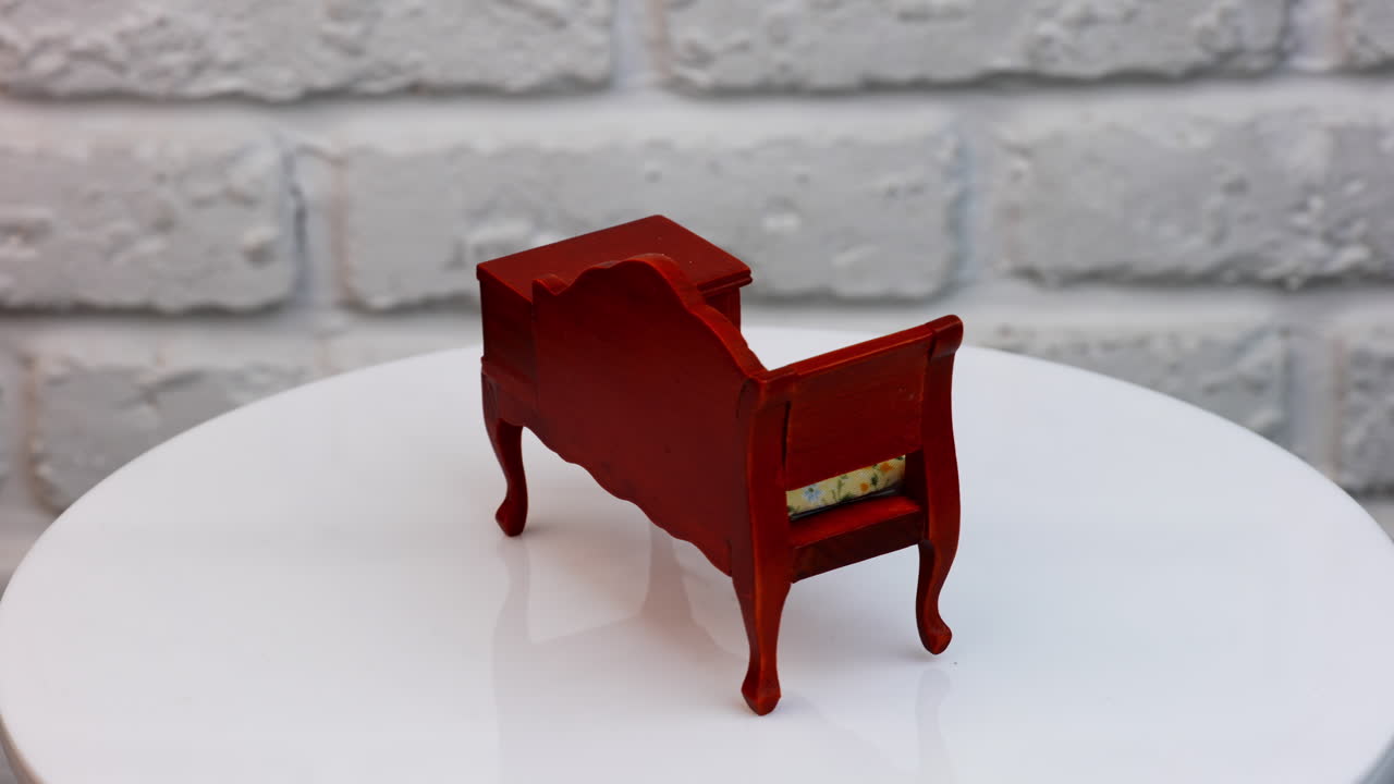 Tiny childs furniture decoration. Small table with chairs for toys.