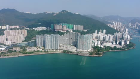 hong kong cyberport waterfront park luxury residential buildings, aerial view