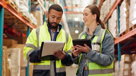 warehouse workers reviewing inventory