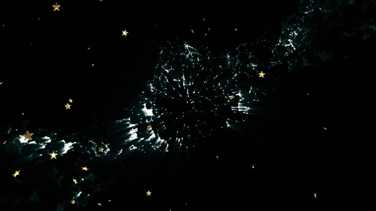 Faint ribbon brightening spurring teal filament branching as gold stars drifting, forming nebula