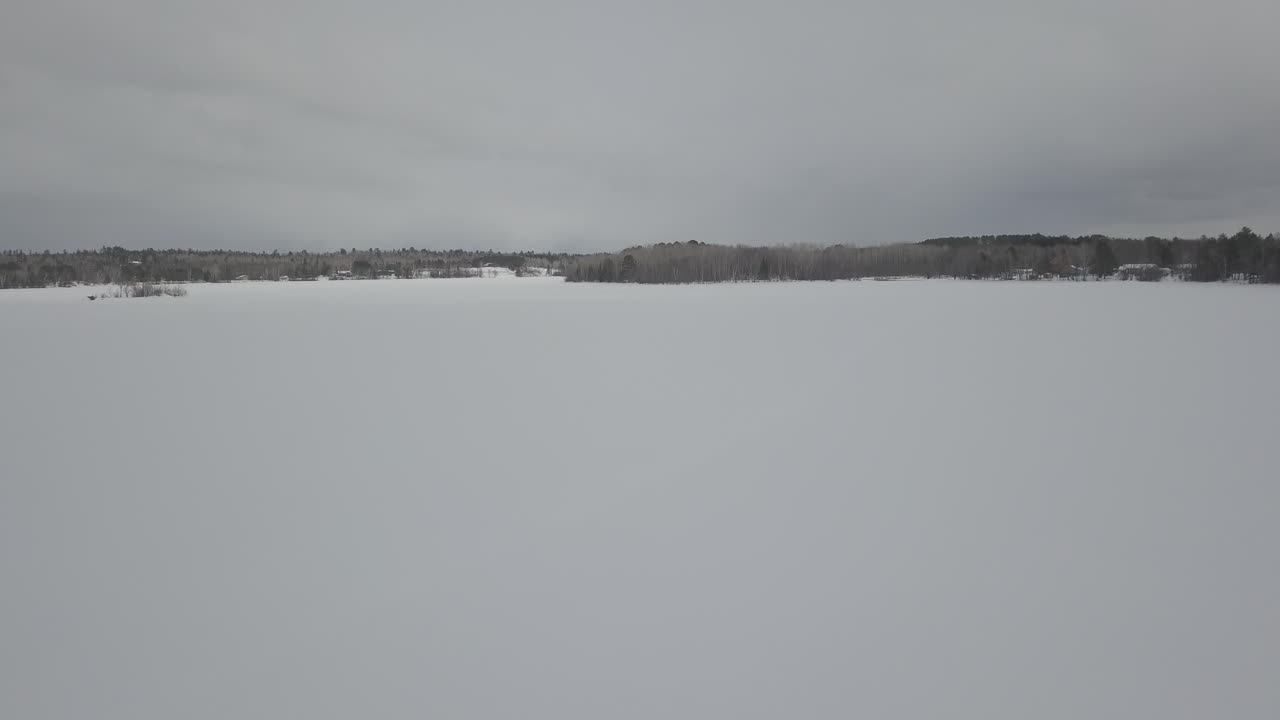 Frozen and snow covered Shagawa Lake in Ely, St