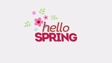 hola primavera con flores de colores en degradado blanco