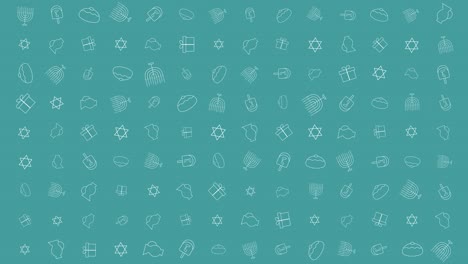 hanukkah holiday flat design animation background with traditional symbols
