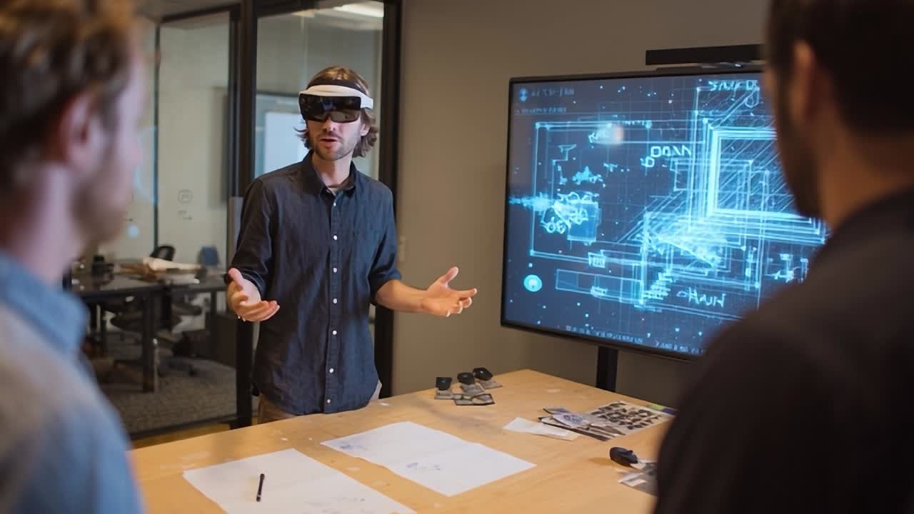 Professional demonstration using augmented reality in a modern office