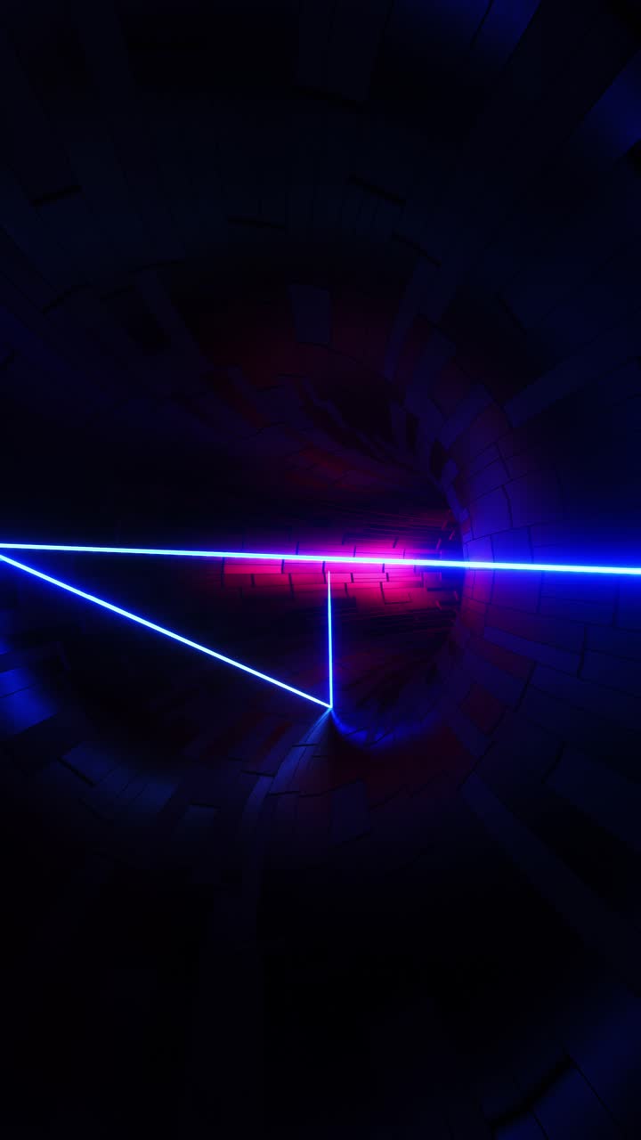un laser che si muove in un tunnel circolare. video a loop verticale