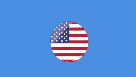 Animation-Der-Amerikanischen-Flagge,-Die-Sich-über-Blauen-Hintergrund-Bewegt