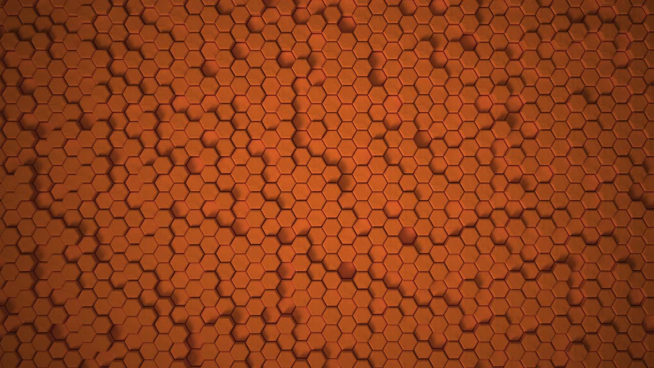 Abstract hexagonal geometric contour of the surface: Soothing coral minimal hexagonal grid pattern, background canvas with random movement, honeycomb. Seamless 4K Loop.