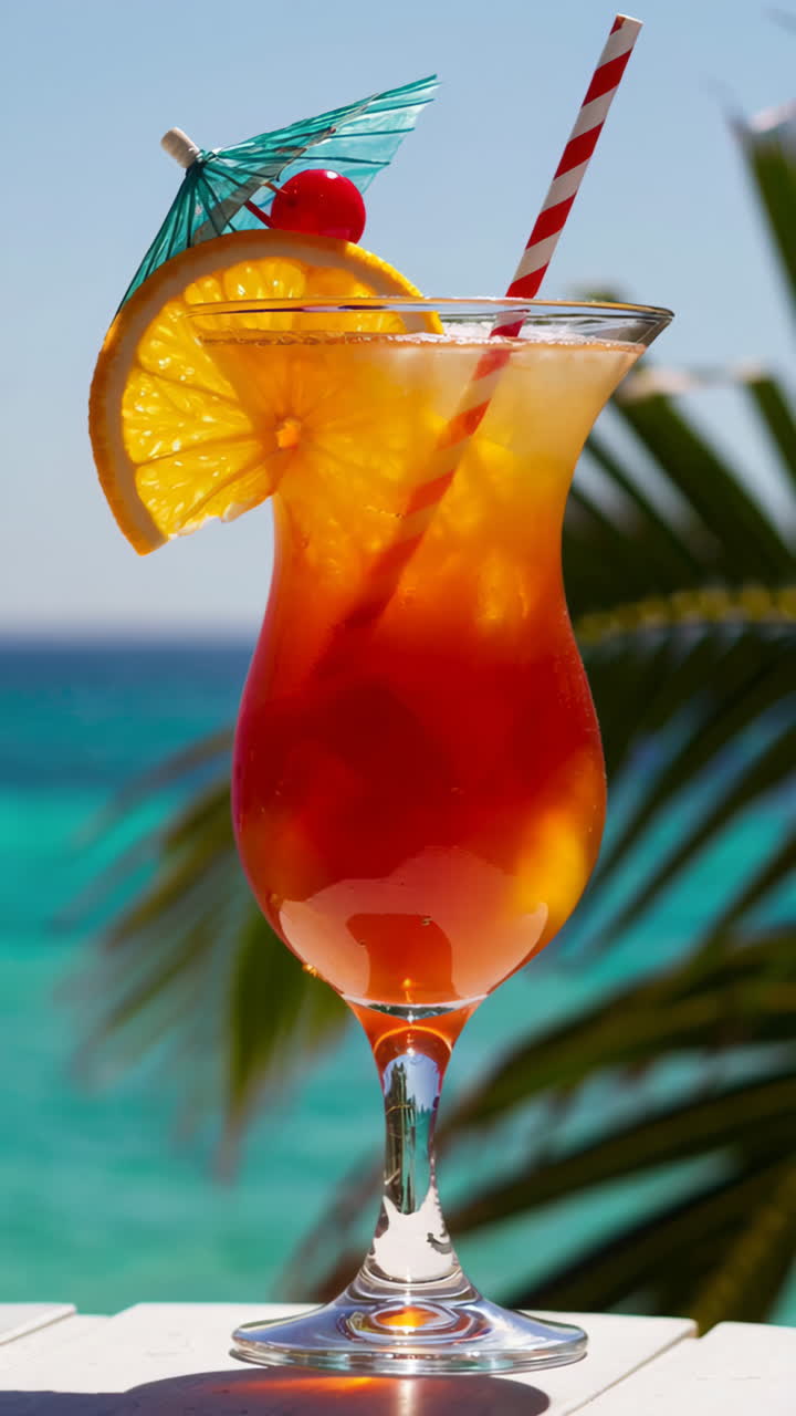 Tropical Rum Punch Cocktail by the Ocean