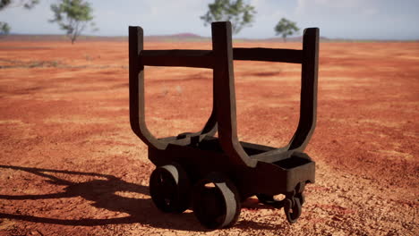 old rusted mining cart in desert