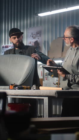 car seat repair in a workshop