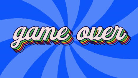 animación del juego sobre texto en fondo azul