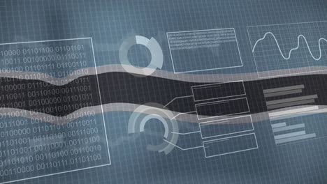 binary code and data processing animation over botswana flag and technical grid background