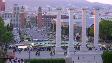 downtown barcelona spain is seen from the steps of the national palace 1