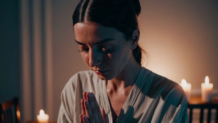 Donna in meditazione orante