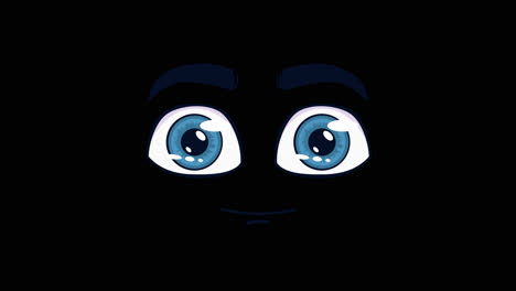 cara de dibujos animados con ojos azules y una sonrisa