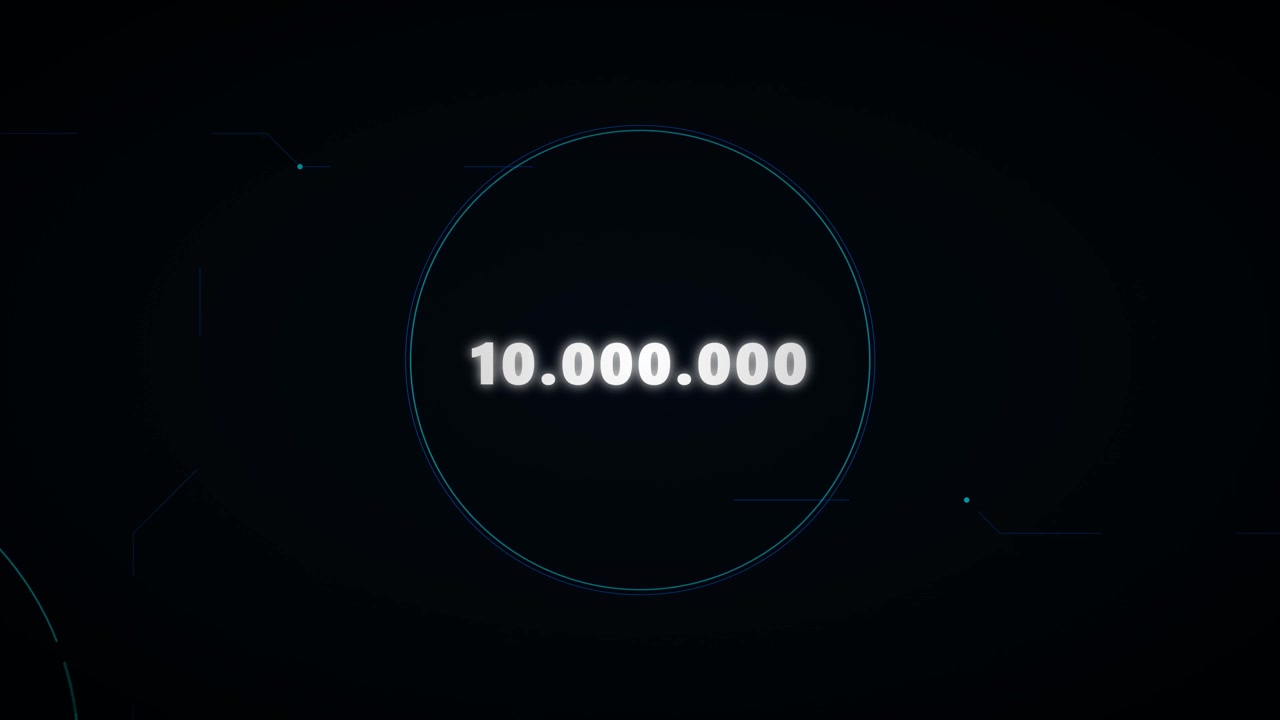 Digital Graphic Displaying Ten Million Milestone with Abstract Circular Elements
