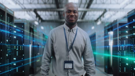 it professional standing in a data center