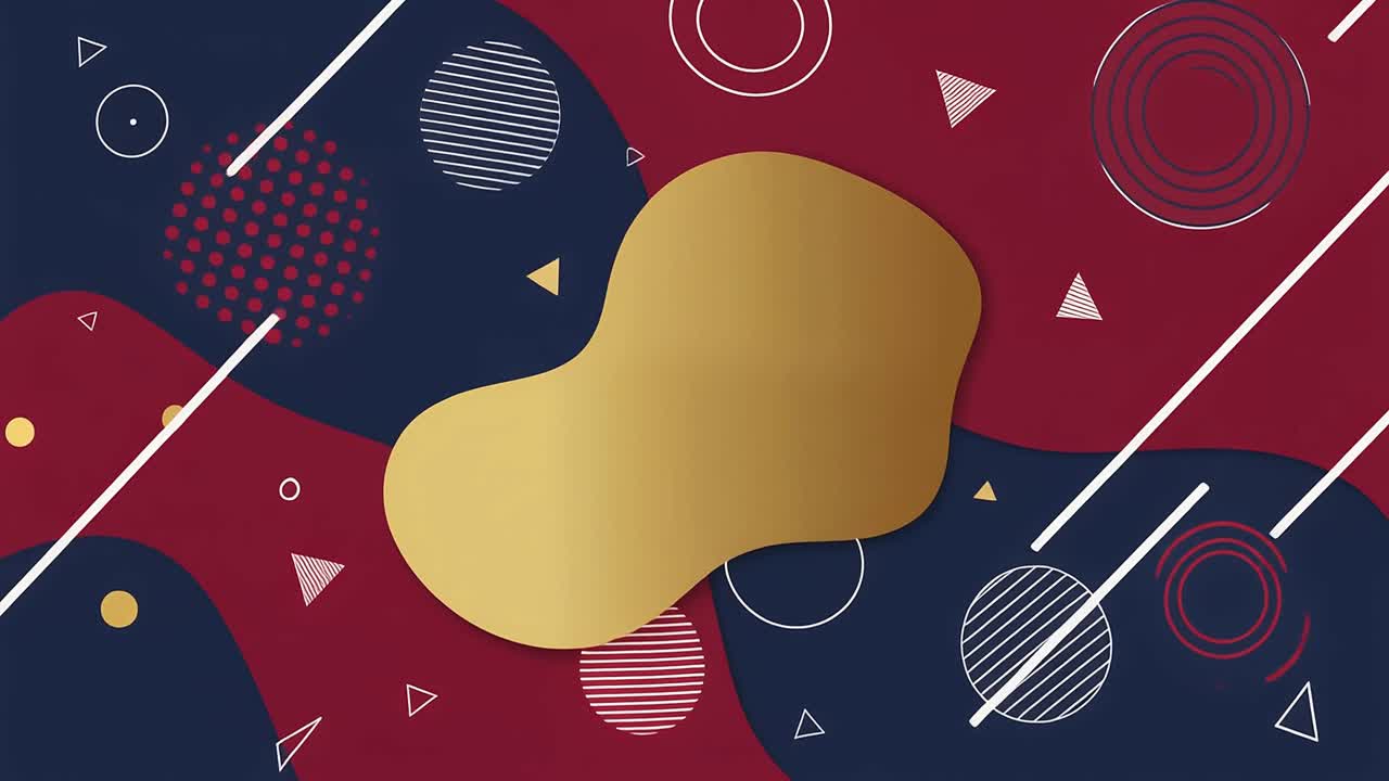 Abstract Geometric Background with Animated Shapes and Golden Blob