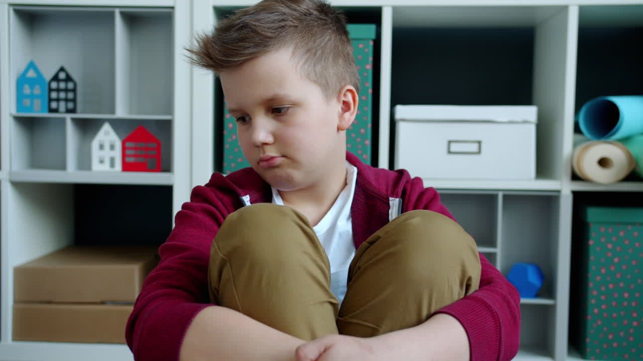 Sad Boy Sitting on the Floor