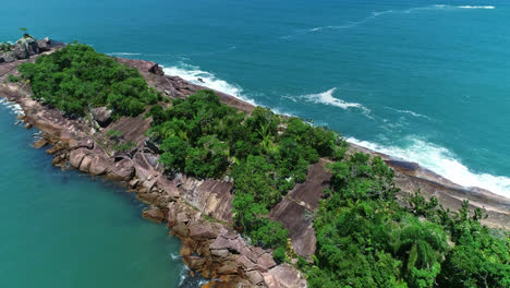 Aerial-drone-view-of-Fortaleza-Beach,-Ubatuba---São-Paulo