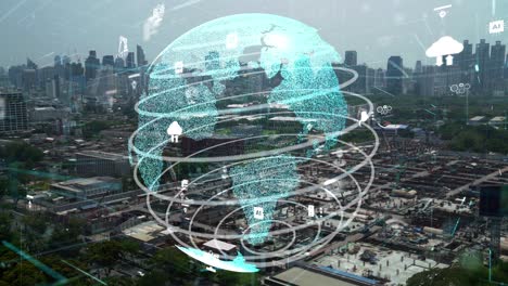 construction technology concept with alteration graphic over construction site