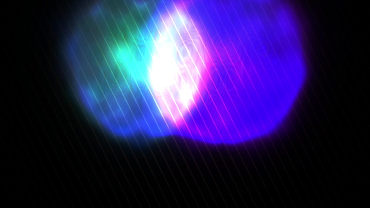 Sfera di luce pulsante e cangiante su sfondo nero